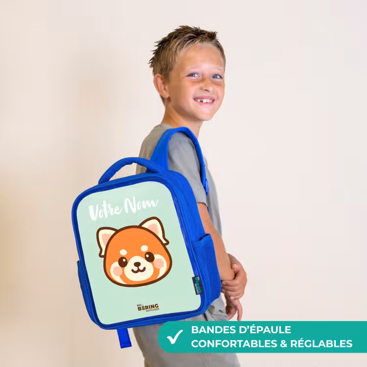 Sac à dos enfant avec votre nom - Bleu - Kawai - Panda rouge - Vert — 4