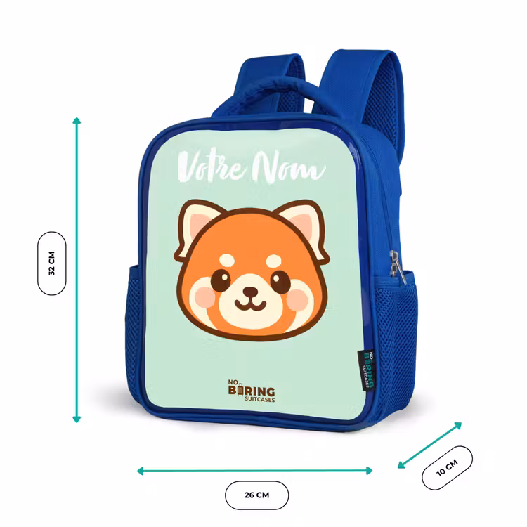 Sac à dos enfant avec votre nom - Bleu - Kawai - Panda rouge - Vert — 6