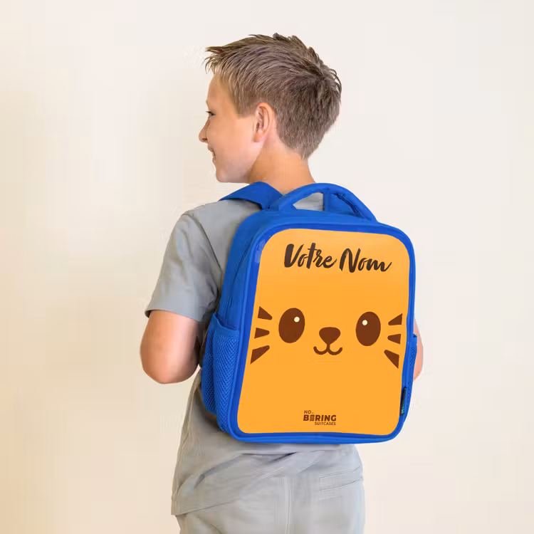 Sac à dos enfant avec votre nom - Bleu - Kawai - Tiger - Orange — 2