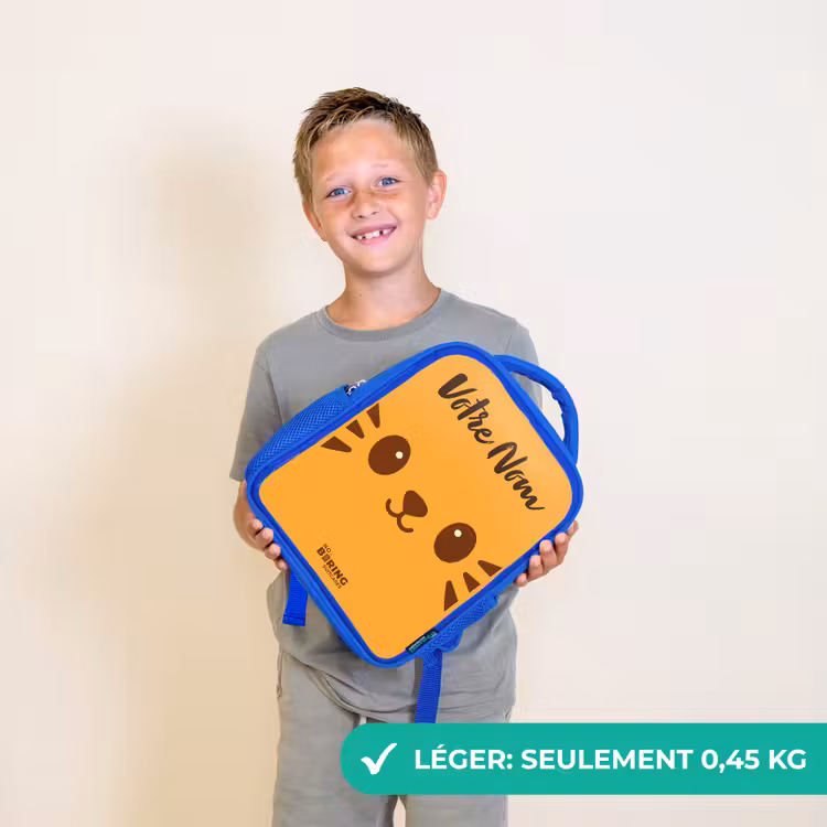 Sac à dos enfant avec votre nom - Bleu - Kawai - Tiger - Orange — 3