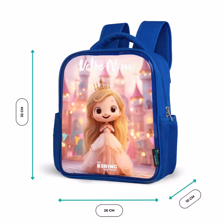 Sac à dos enfant avec votre nom - Bleu - Princesse - Rose - Château — 6