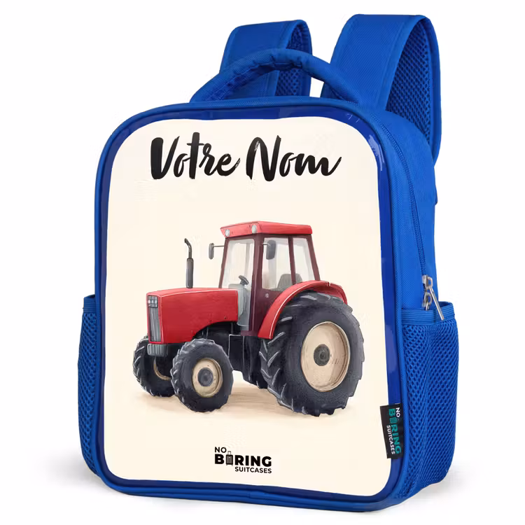 Sac à dos enfant avec votre nom - Bleu - Tracteur - Signé - Rouge — 7