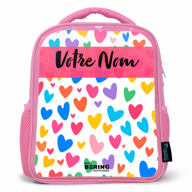 Enfant sac à dos - Rose - Coeurs - Coloré - Motif — 1