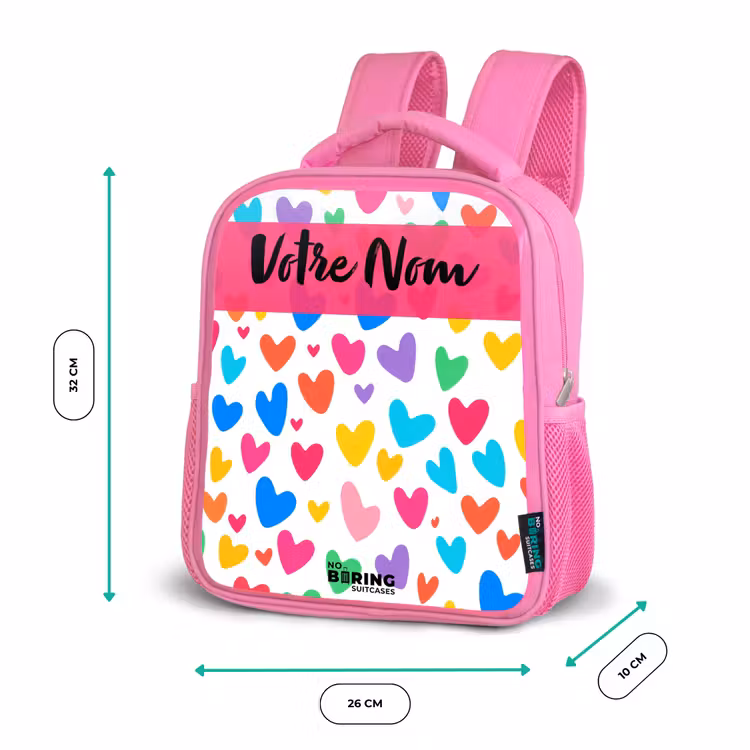 Enfant sac à dos - Rose - Coeurs - Coloré - Motif — 3