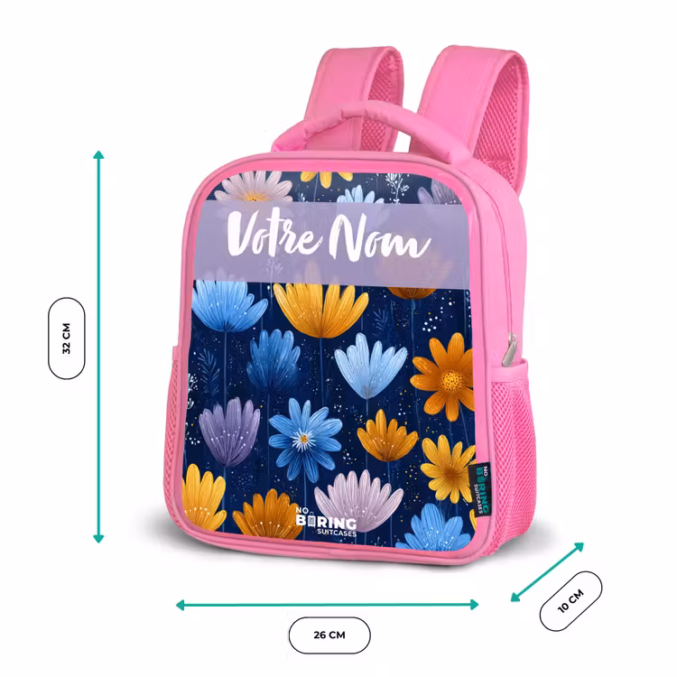Enfant sac à dos - Rose - Fleurs - Motif - Bleu — 3