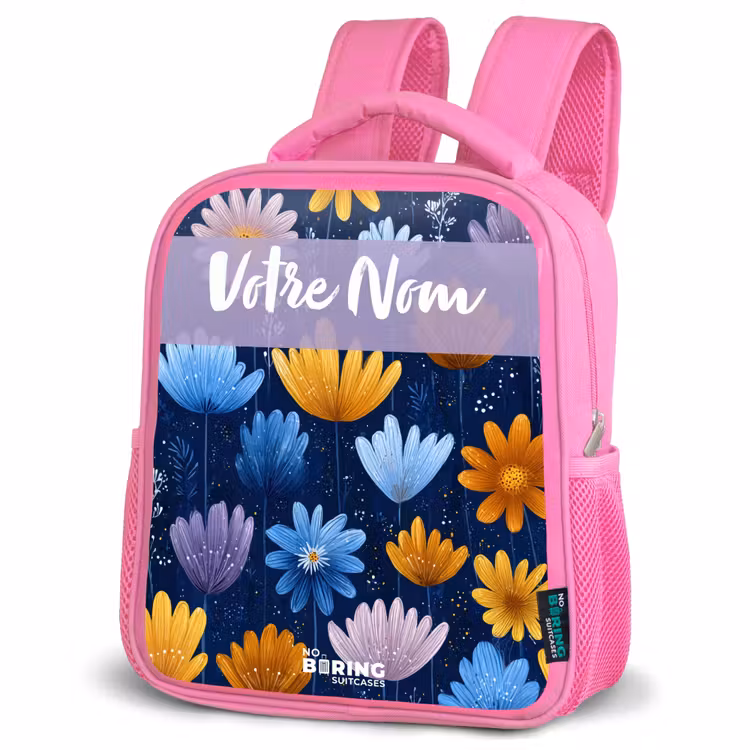 Enfant sac à dos - Rose - Fleurs - Motif - Bleu — 4