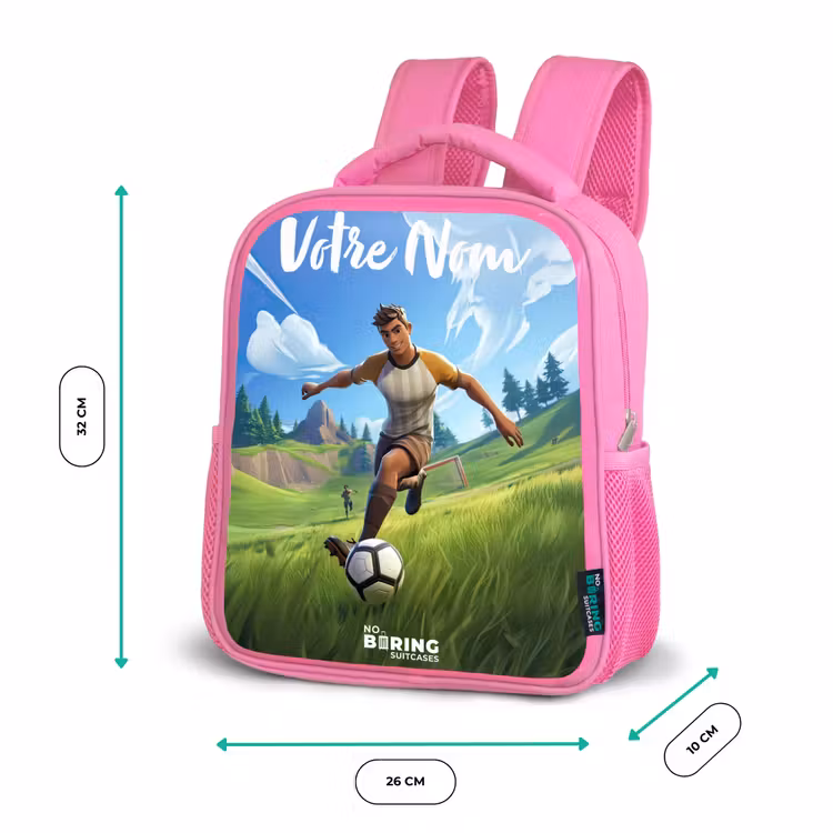 Sac à dos enfant avec votre nom - Rose - Football - Garçon - But - Kit de football — 3