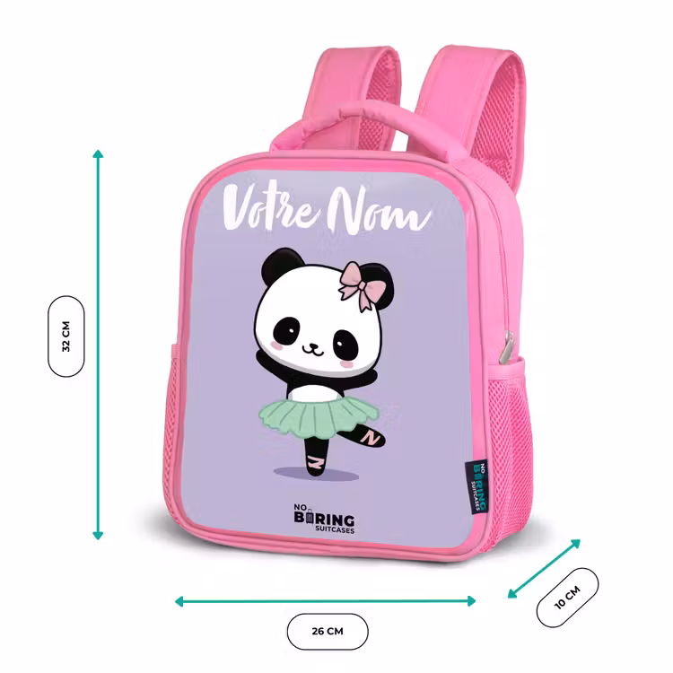 Sac à dos enfant avec votre nom - Rose - Kawai - Ballet - Panda — 3