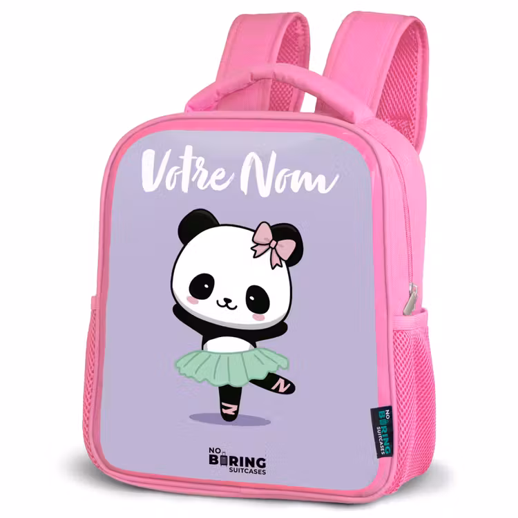 Sac à dos enfant avec votre nom - Rose - Kawai - Ballet - Panda — 4