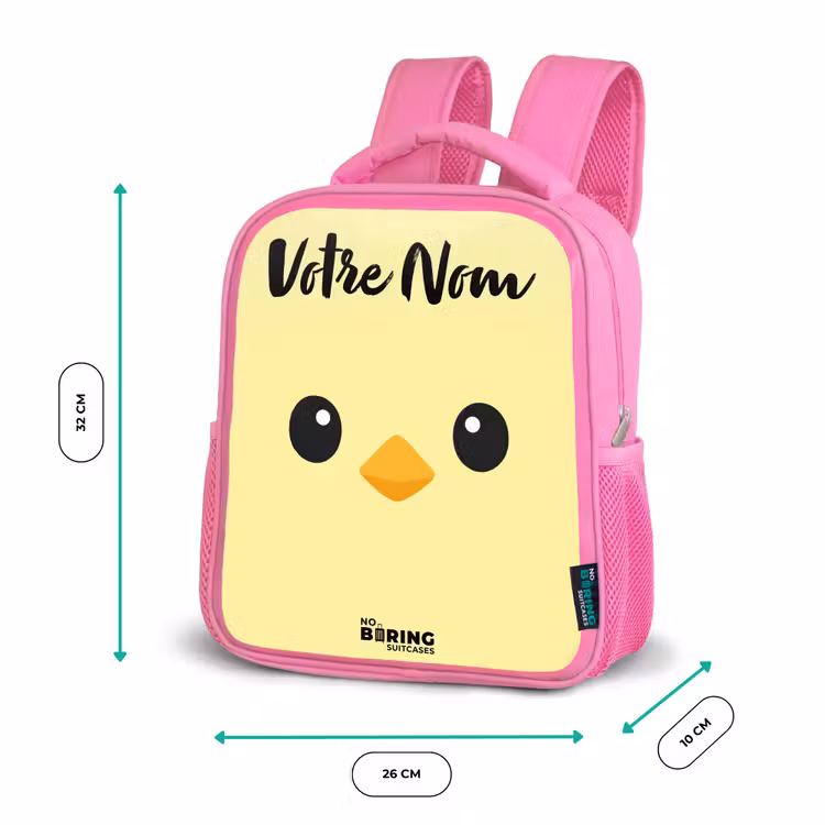 Sac à dos enfant avec votre nom - Rose - Kawai - Chick - Jaune — 3