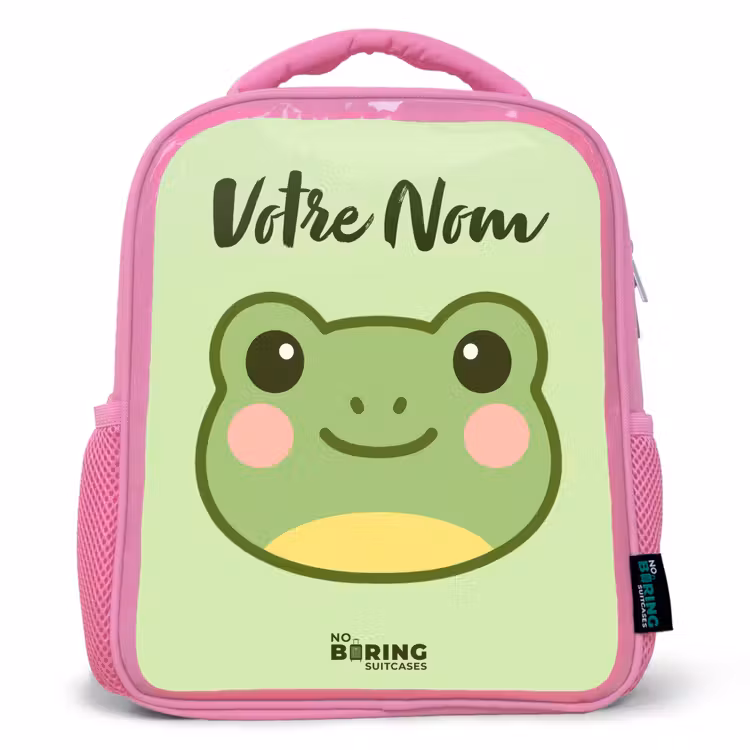 Sac à dos enfant avec votre nom - Rose - Kawai - Grenouille - Vert — 1