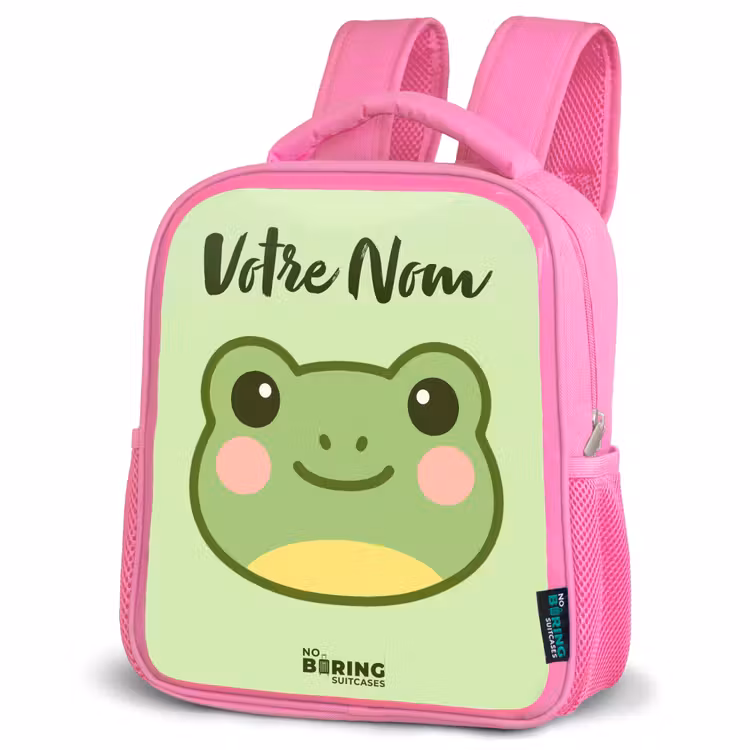 Sac à dos enfant avec votre nom - Rose - Kawai - Grenouille - Vert — 4