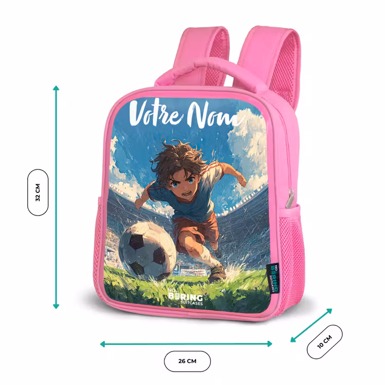 Sac à dos enfant avec votre nom - Rose - Stade - Football - Garçon — 3