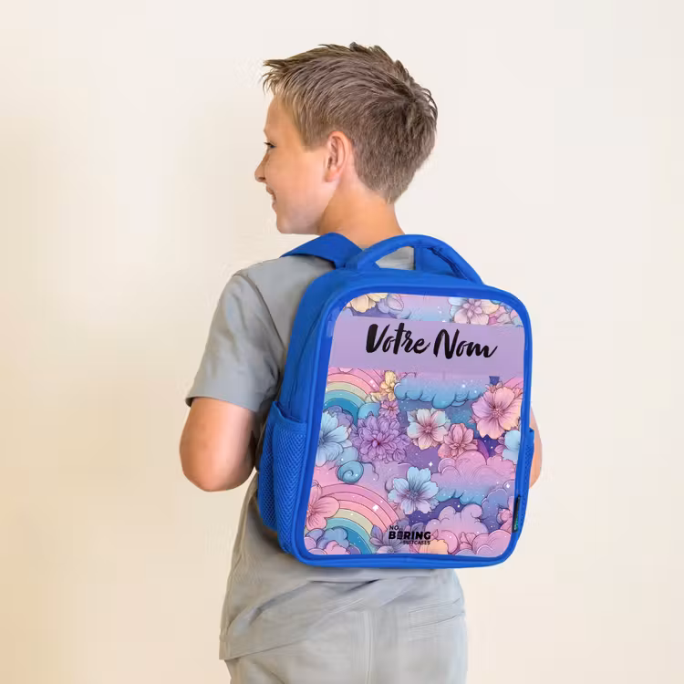 Sac à dos enfant - Bleu - Arcs-en-ciel - Fleurs - Couleurs — 2