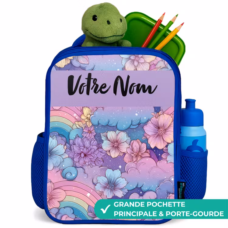 Sac à dos enfant - Bleu - Arcs-en-ciel - Fleurs - Couleurs — 5