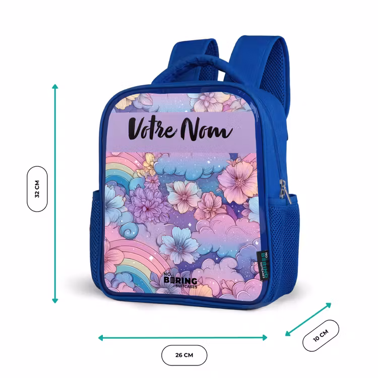 Sac à dos enfant - Bleu - Arcs-en-ciel - Fleurs - Couleurs — 6