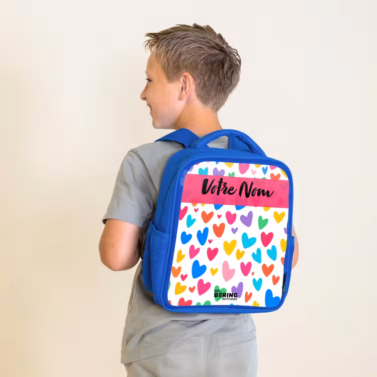 Sac à dos enfant - Bleu - Coeurs - Coloré - Motif — 2