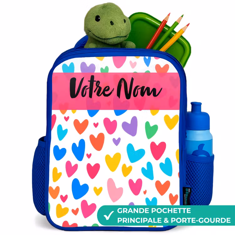 Sac à dos enfant - Bleu - Coeurs - Coloré - Motif — 5