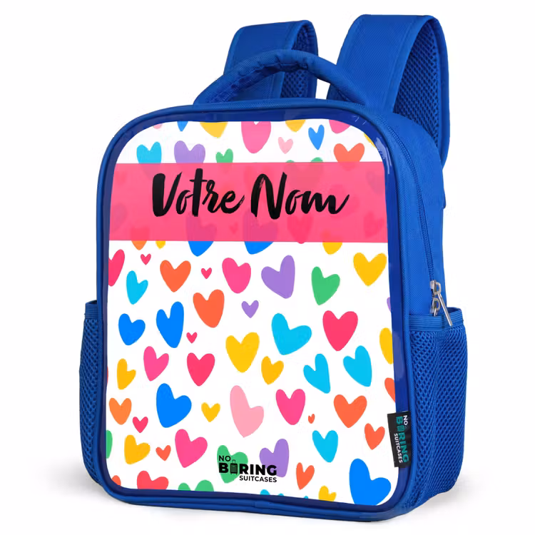 Sac à dos enfant - Bleu - Coeurs - Coloré - Motif — 7