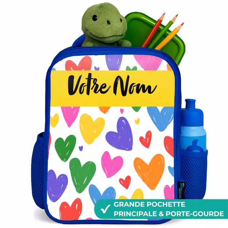 Sac à dos enfant - Bleu - Coeurs - Motif - Coloré — 5