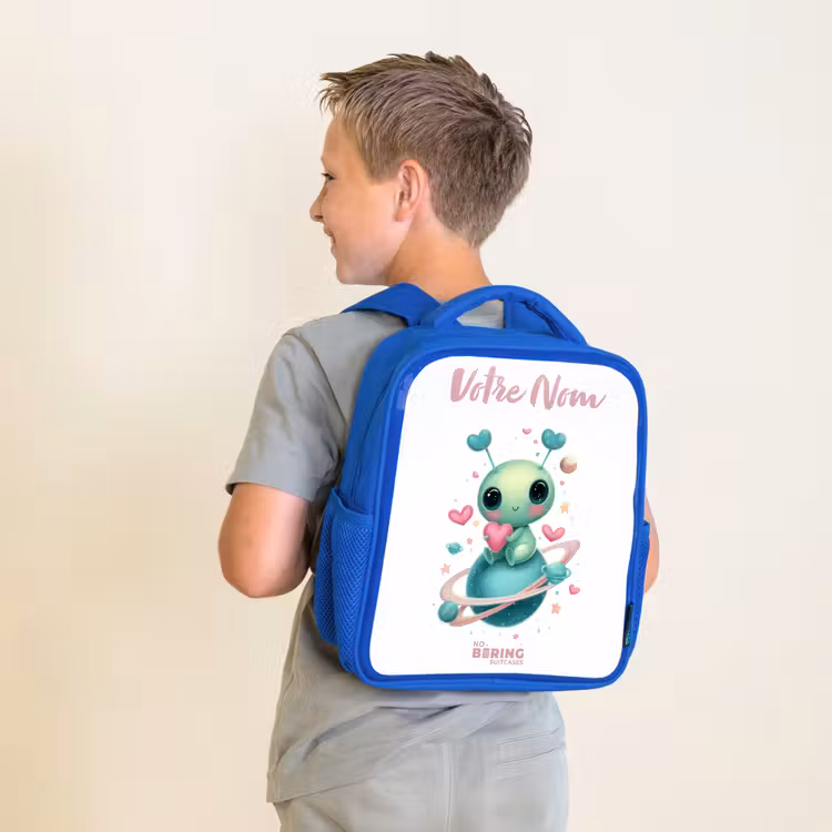 Sac à dos enfant - Bleu - Doux petit extraterrestre avec du cœur — 2