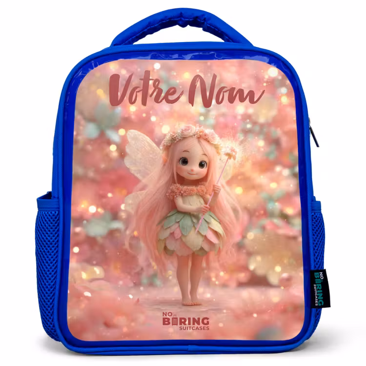 Sac à dos enfant - Bleu - Fée des fleurs dans un monde de conte de fées rose — 1
