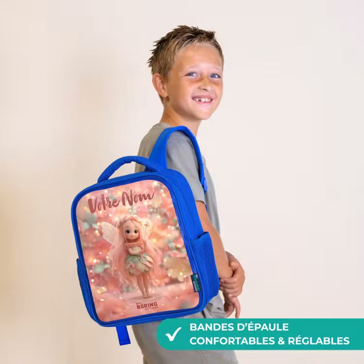 Sac à dos enfant - Bleu - Fée des fleurs dans un monde de conte de fées rose — 4