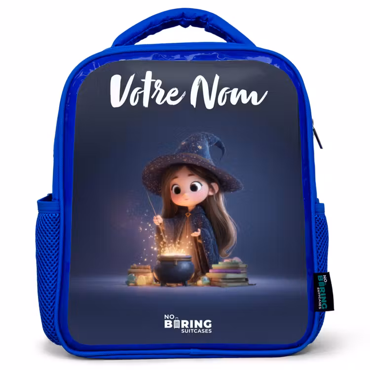 Sac à dos enfant - Bleu - Fille enchantée avec chaudron — 1