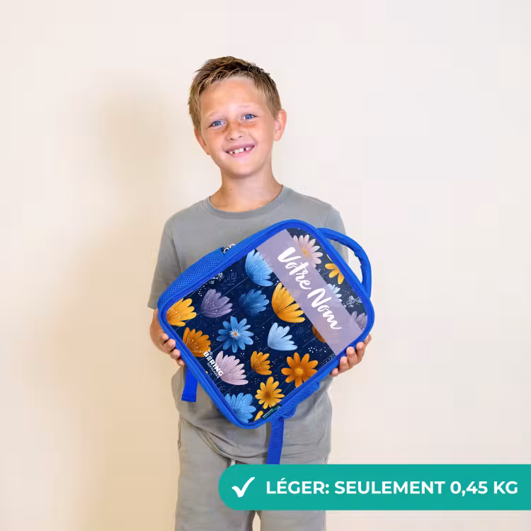 Sac à dos enfant - Bleu - Fleurs - Motif - Bleu — 3