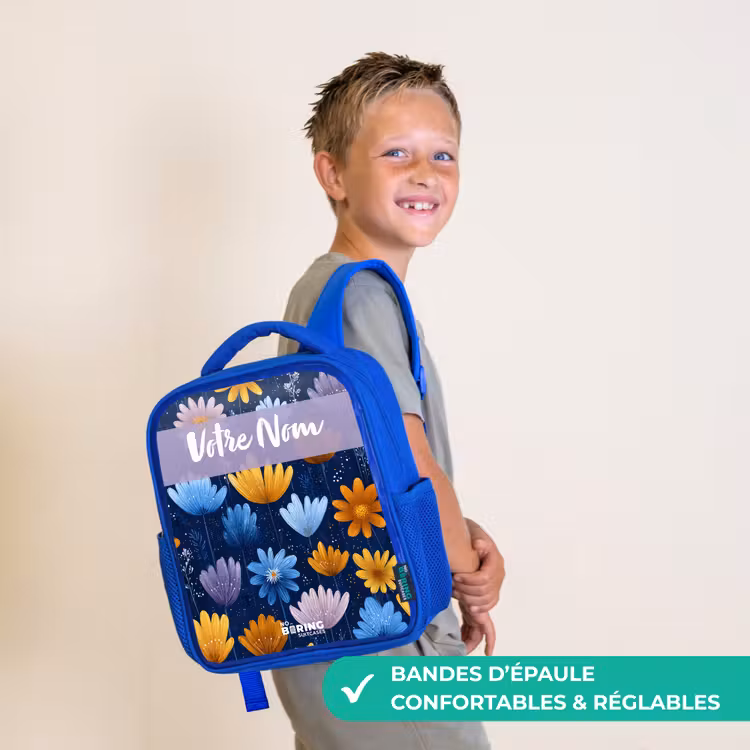 Sac à dos enfant - Bleu - Fleurs - Motif - Bleu — 4