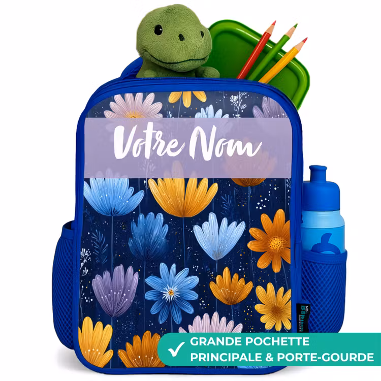 Sac à dos enfant - Bleu - Fleurs - Motif - Bleu — 5