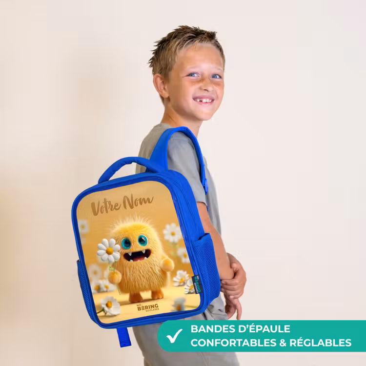 Sac à dos enfant - Bleu - Monstre - Créature - Fleur - Jaune — 4