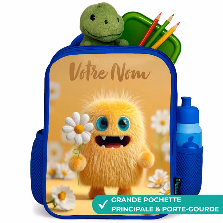 Sac à dos enfant - Bleu - Monstre - Créature - Fleur - Jaune — 5