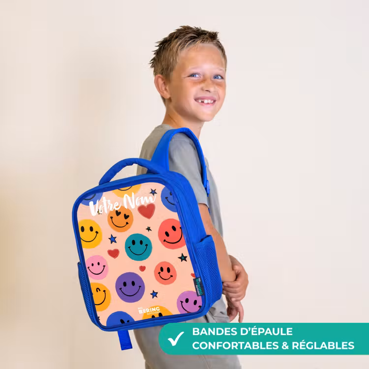 Sac à dos enfant - Bleu - Motif Smiley joyeux — 4