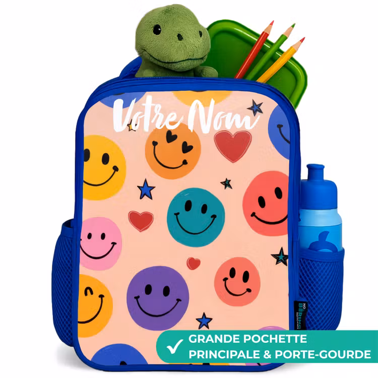 Sac à dos enfant - Bleu - Motif Smiley joyeux — 5
