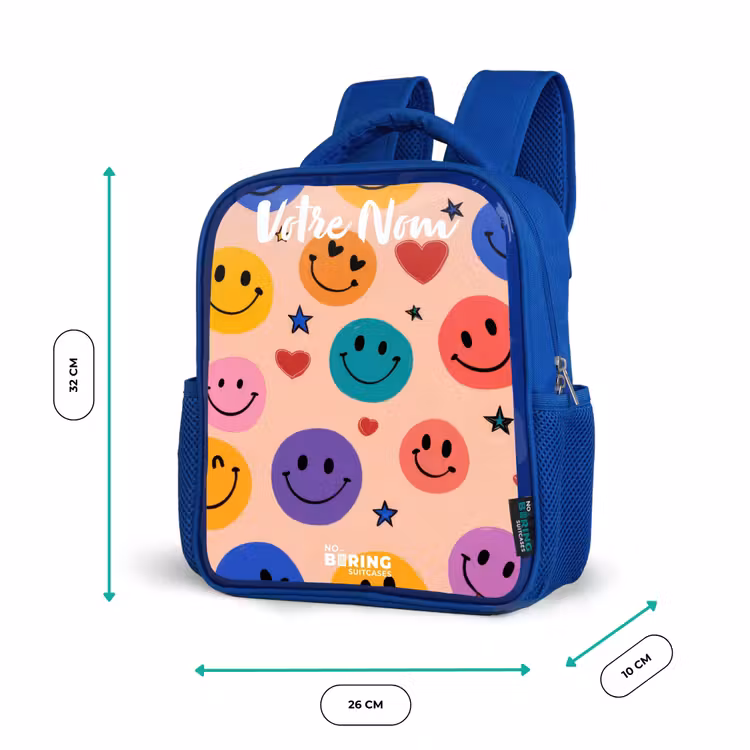 Sac à dos enfant - Bleu - Motif Smiley joyeux — 6