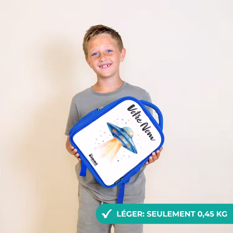 Sac à dos enfant - Bleu - Vaisseau spatial bleu avec faisceau lumineux — 3