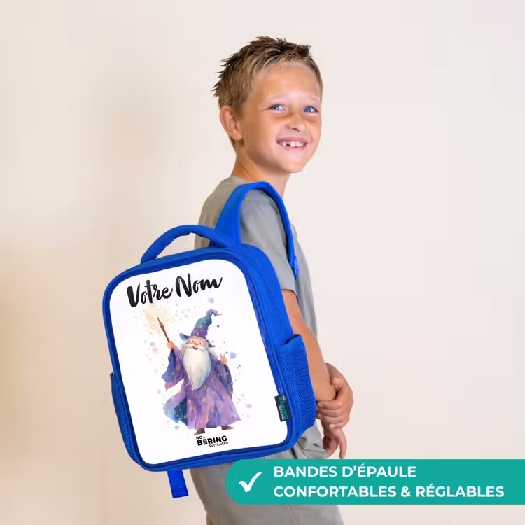 Sac à dos enfant - Bleu - Vieux magicien avec bâton — 4