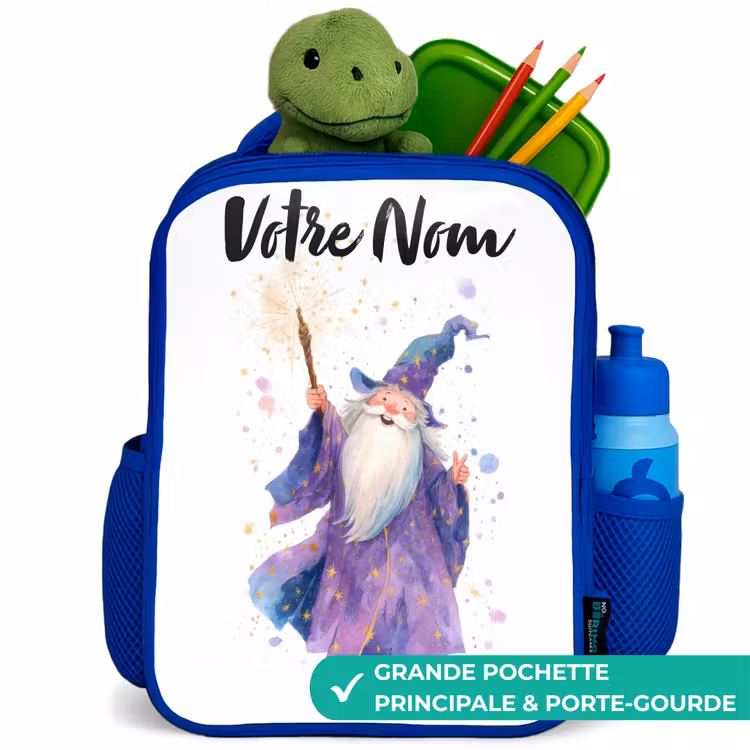 Sac à dos enfant - Bleu - Vieux magicien avec bâton — 5