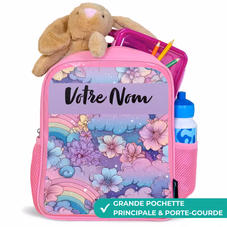 Enfant sac à dos - Rose - Arcs-en-ciel - Fleurs - Couleurs — 2