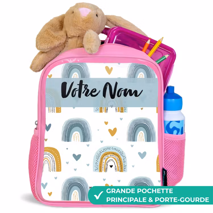 Enfant sac à dos - Rose - Motif - Arc-en-ciel - Coeurs — 2