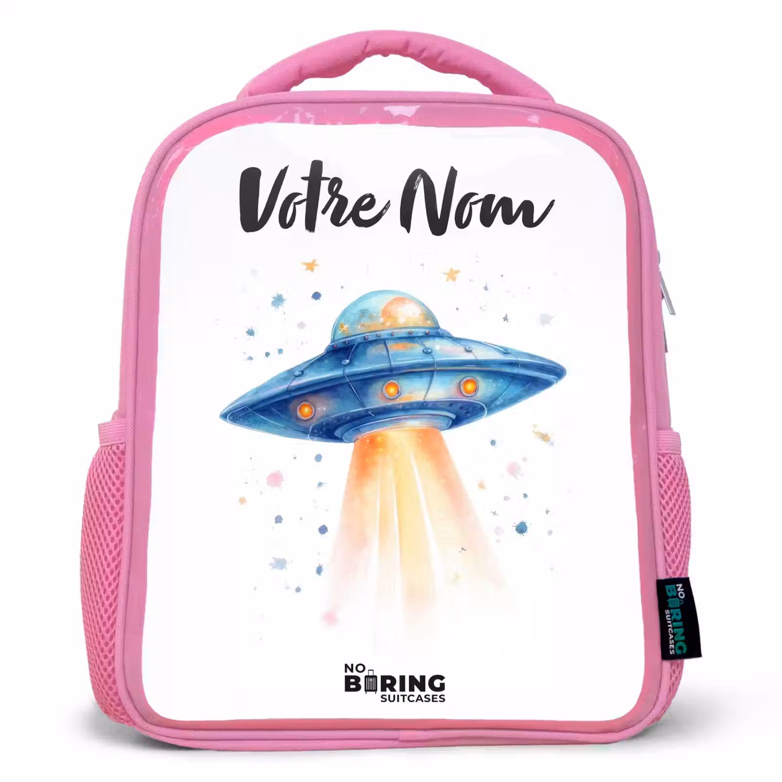 Enfant sac à dos - Rose - Vaisseau spatial bleu avec faisceau lumineux — 1