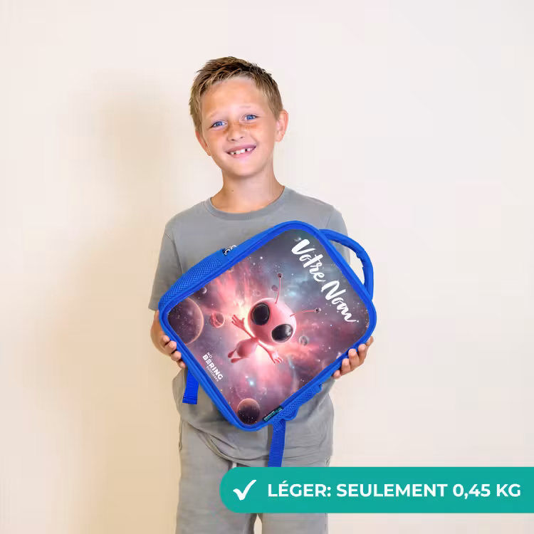 Sac à dos enfant - Bleu - Alien rose dans une nébuleuse d'étoiles — 3
