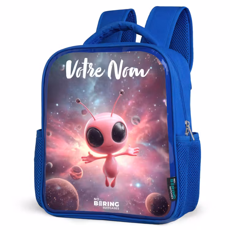 Sac à dos enfant - Bleu - Alien rose dans une nébuleuse d'étoiles — 7