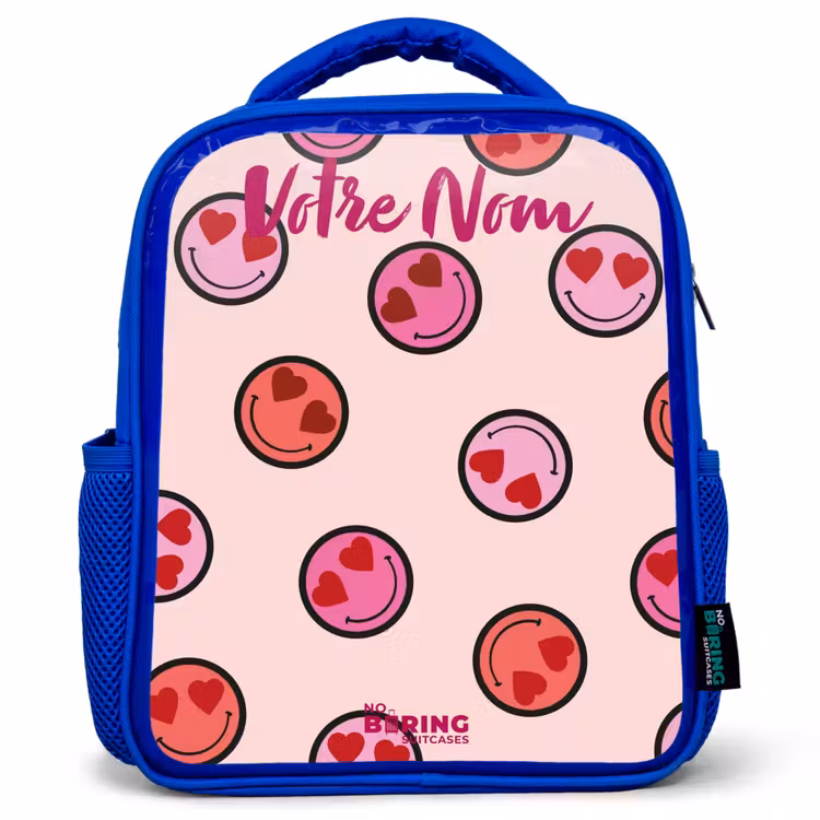 Sac à dos enfant - Bleu - Coeur - Smiley - Motif — 1