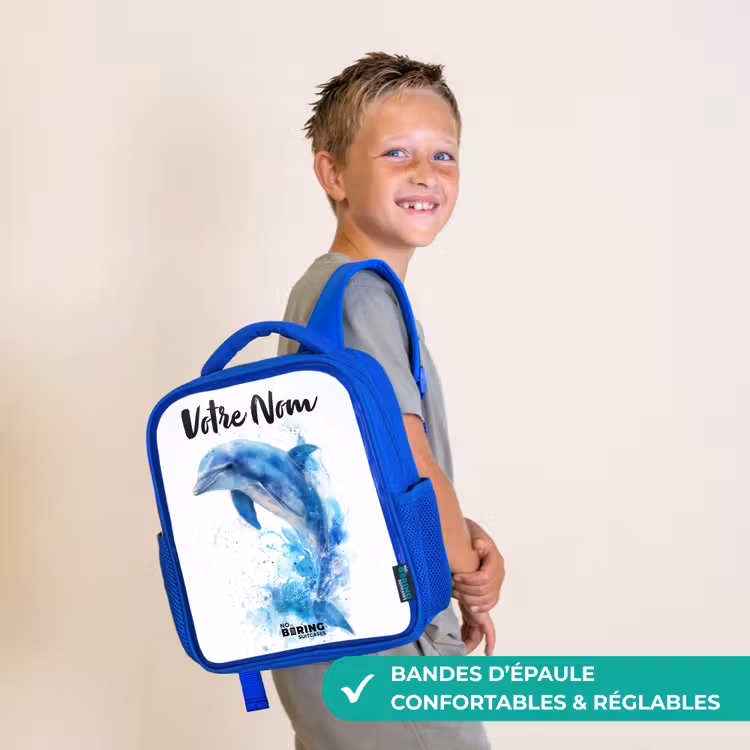 Sac à dos enfant - Bleu - Dauphin bleu sauteur — 4