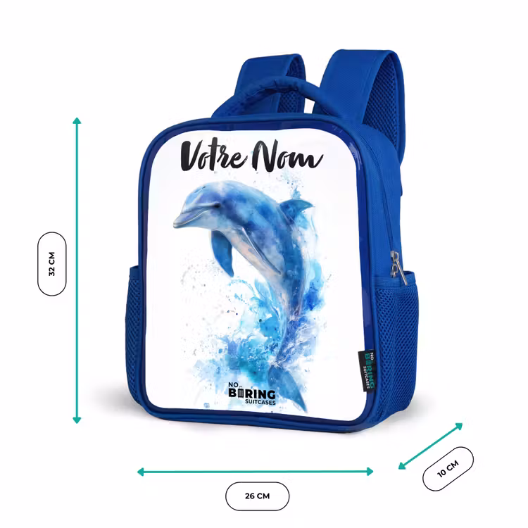 Sac à dos enfant - Bleu - Dauphin bleu sauteur — 6