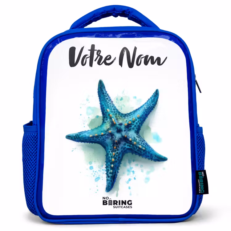 Sac à dos enfant - Bleu - Étoile de mer bleue sur fond blanc — 1