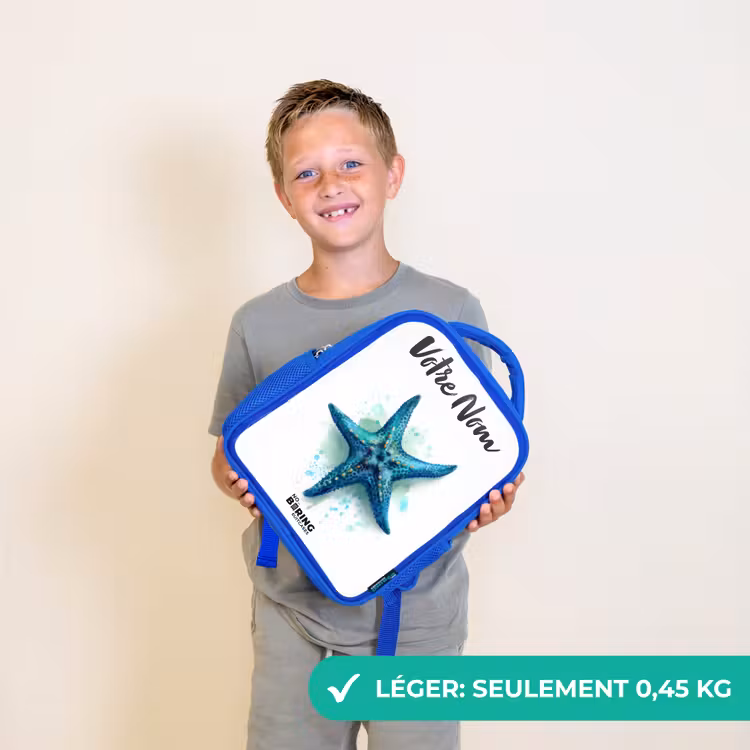Sac à dos enfant - Bleu - Étoile de mer bleue sur fond blanc — 3