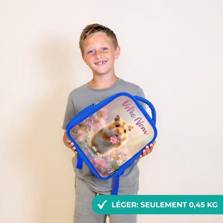 Sac à dos enfant - Bleu - Hamster - Fleur - Nature - Animal — 3